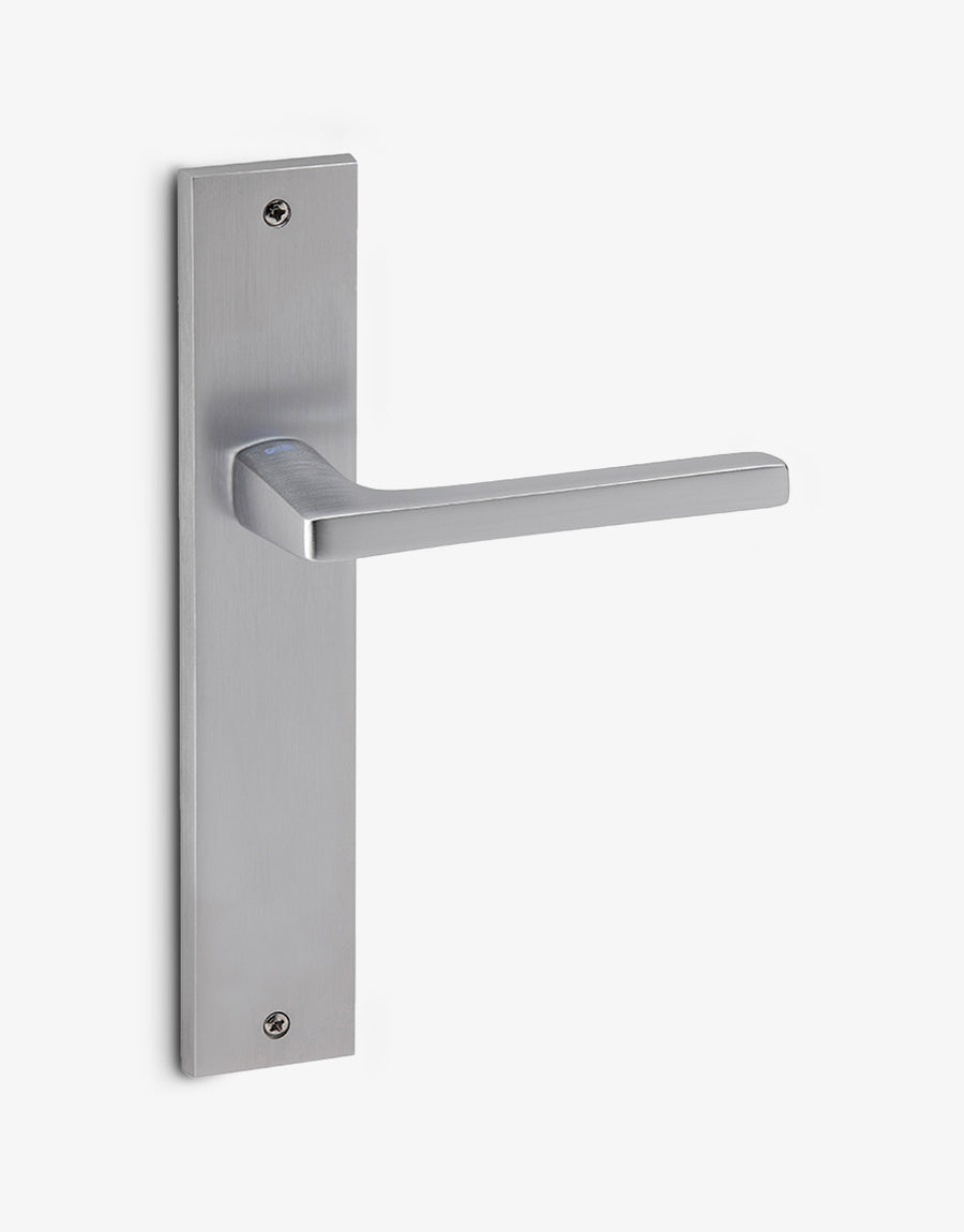 Log.gic lever handle set on a rectangular backplate