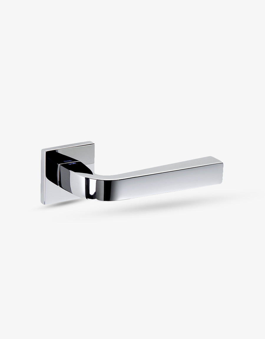 Touch door handle set on squared rose