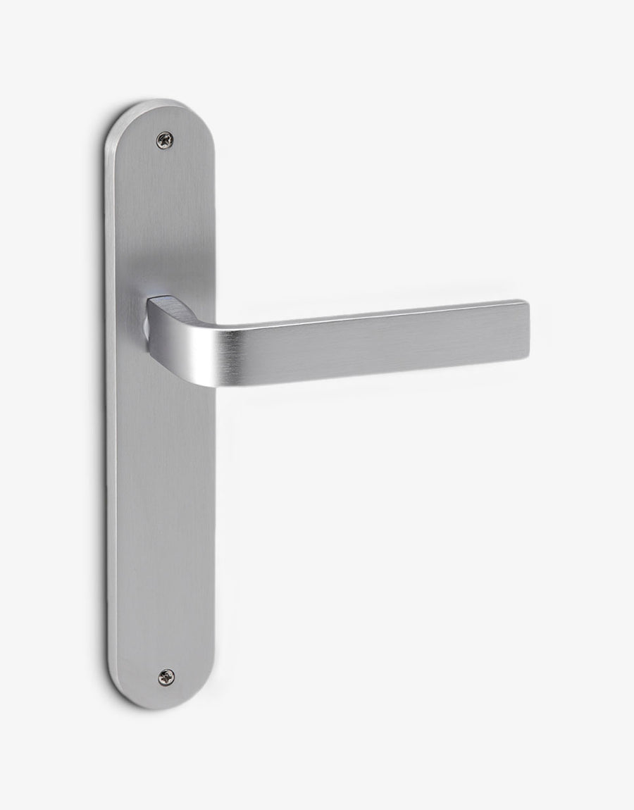 Slim lever handle set on an oval backplate