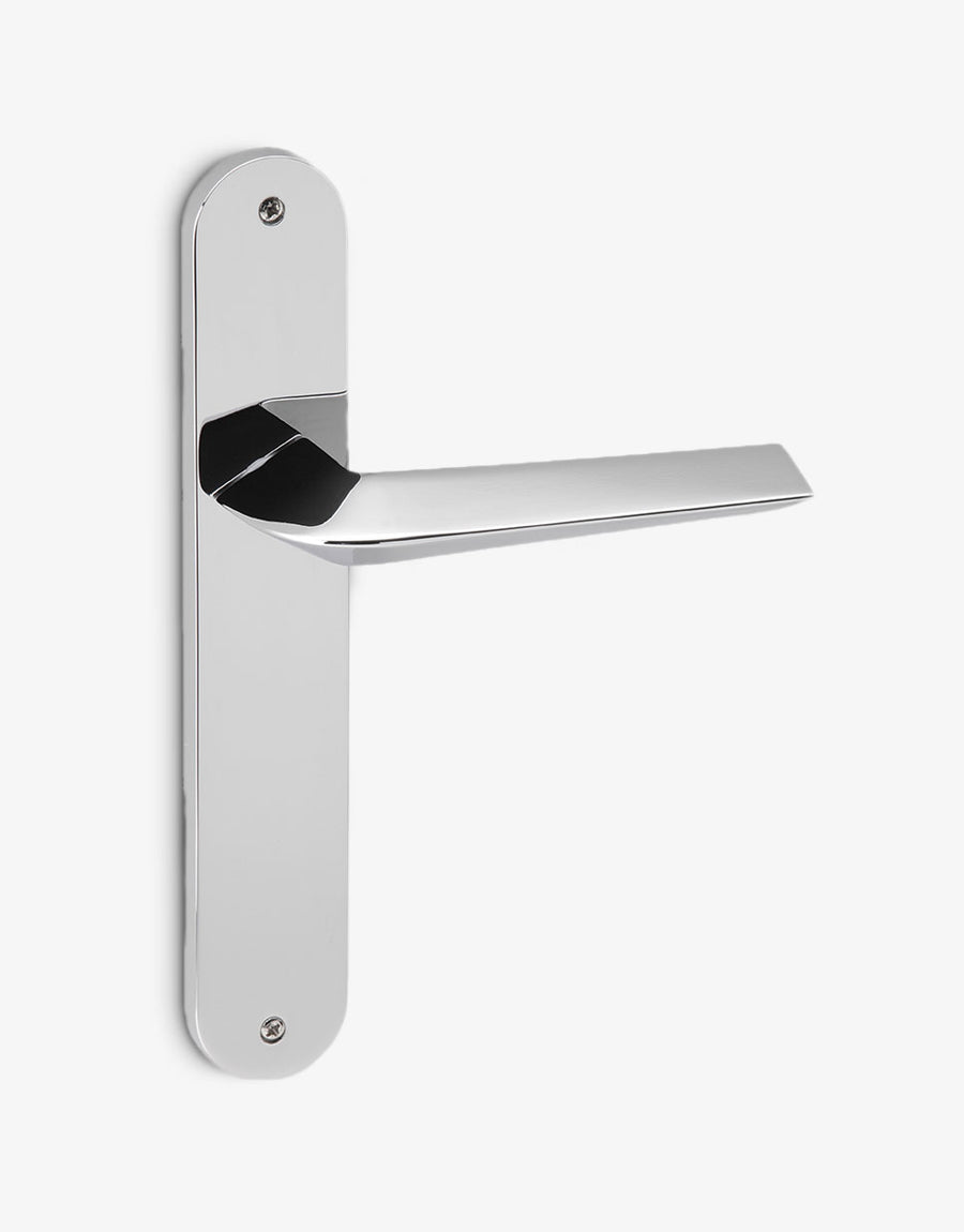 Three lever handle set on an oval backplate