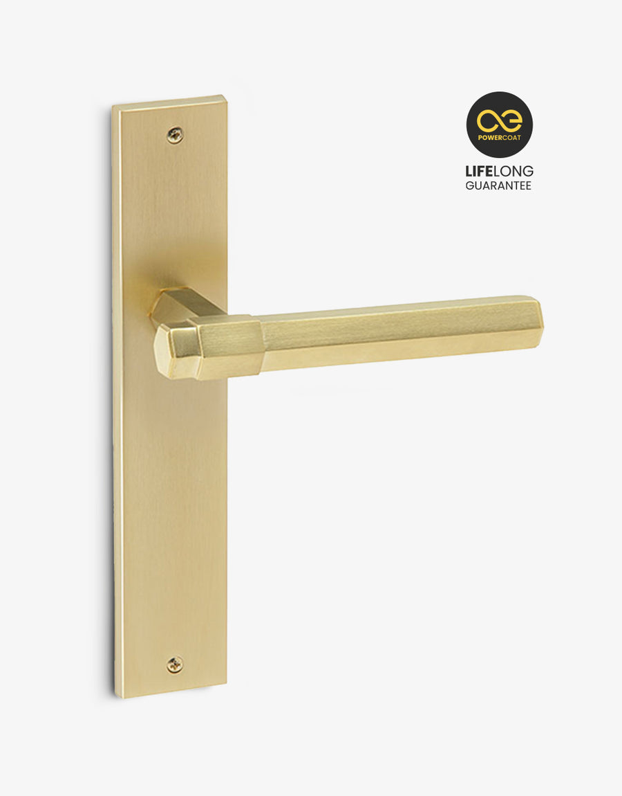 Espuch lever handle set on a rectangular backplate